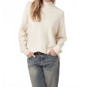 NEW REPEAT CASHMERE seamless cashmere blend high neck sweater in cream